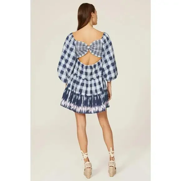 SACHIN & BABI Women's Kyle Gingham Dress Size S In Navy Blue/White - Picture 3 of 12